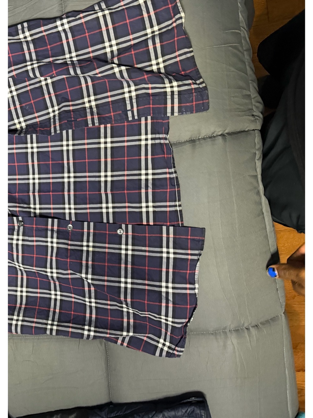 Burberry Navy Plaid Jacket with White and Red Windowpane